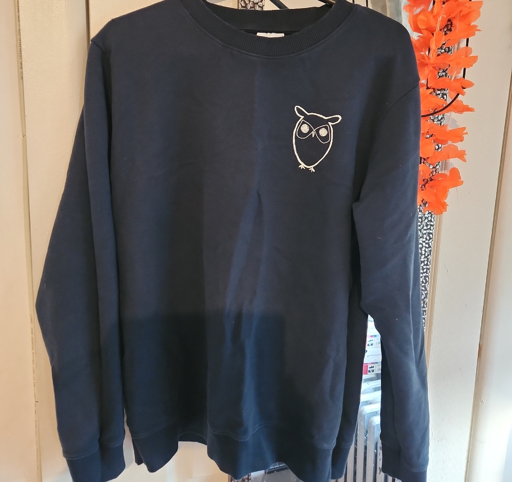 Men's Navy Crewneck Sweater with Owl Design